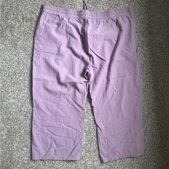 Lavender Casual Cropped Pants Drawstring Elastic Waist XXL - Picture 4 of 7